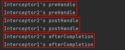 所有拦截器preHandle都返回true执行顺序